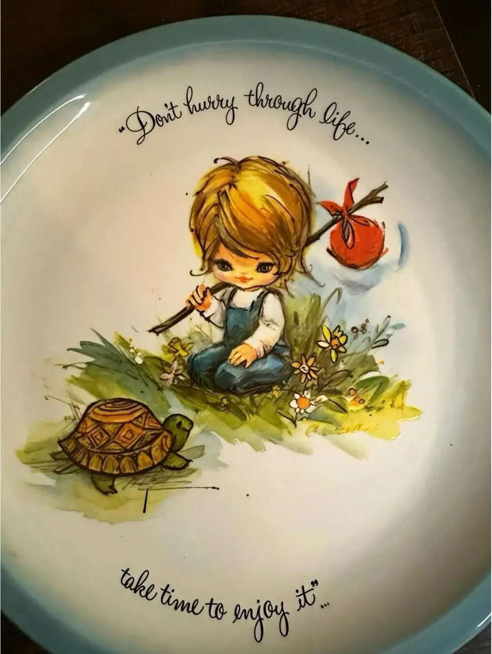 Vintage Gigi Custom Edition Decorative Plate - 'Don't Hurry Through Life' Quote